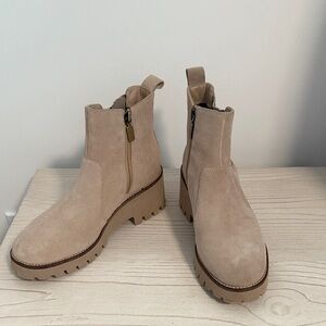 Blondo Beige Suede Ankle Booties